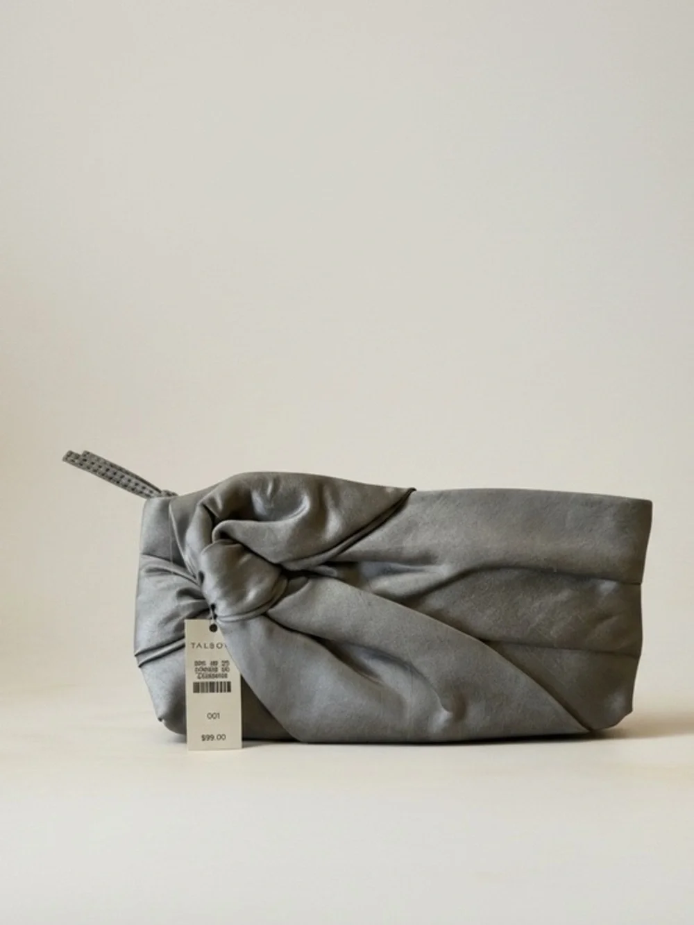 Talbots Chic Silver Satin Knot Clutch – Elegant Evening Bag | New with Tags